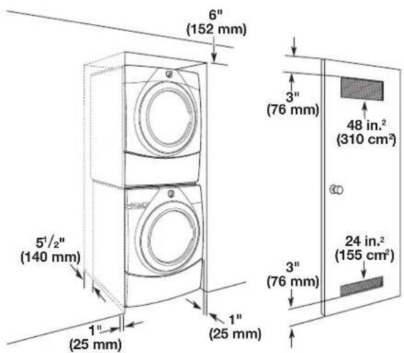 MAYTAG MGD7020RF - Installation clearances: - 2