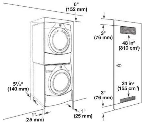 MAYTAG MED7020RW - Espacios libres para la instalación: - 2