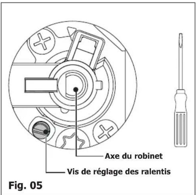 Axe du robinet Vis de réglage des ralentis Fig. 05