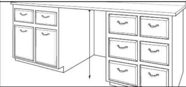 KITCHENAID KDFE304RBS - Mesure de l'ouverture de l'armoire - 1