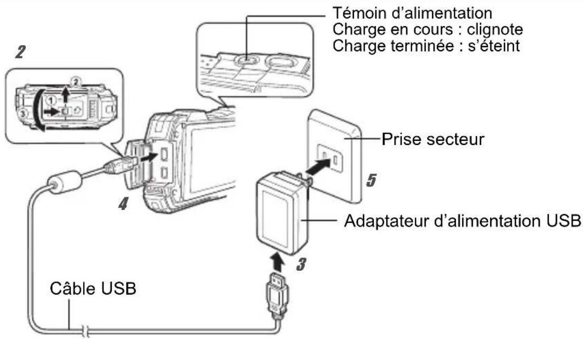 PENTAX WG-90 - Charge de la batterie - 1