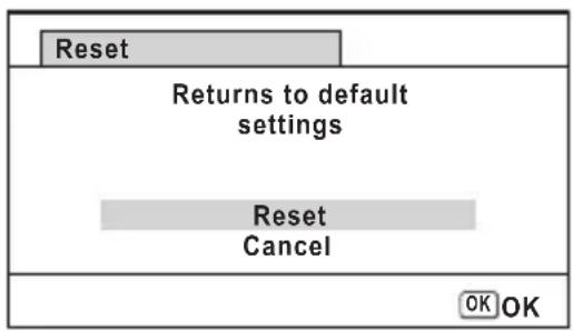 PENTAX WG-90 - Réinitialisation des valeurs par défaut (Réinitialisation) - 1