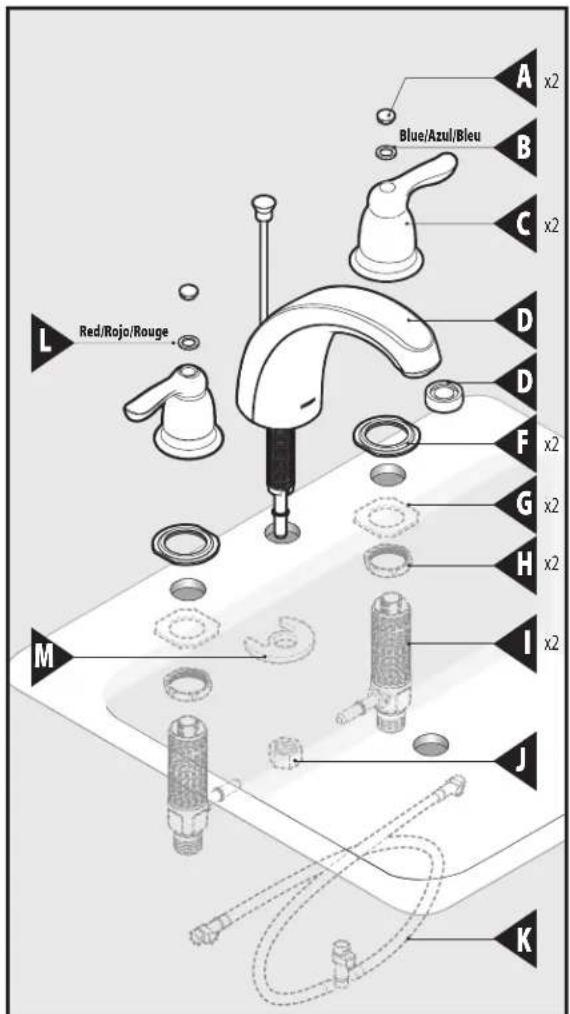 Moen Chateau 4945 - TWO HANDLE LAVATORY FAUCET - 3