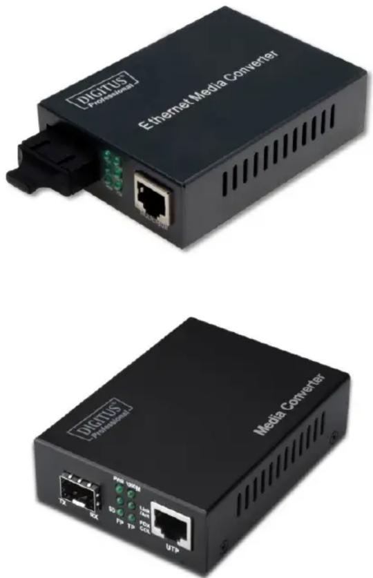 Digitus DN-82123 - Convertisseur Ethernet à fibre Gigabit 10/100/1000Base-T/TX vers 1000Base-SX/LX - 1