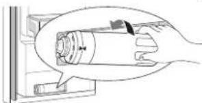 LG LF26C6360S - Replace with a new water filter. Insert the new filter into the filter head and rotate it clockwise until the arrow on the new filter lines up with the arrow on the filter head. Swing the filter back into the compartment. - 1
