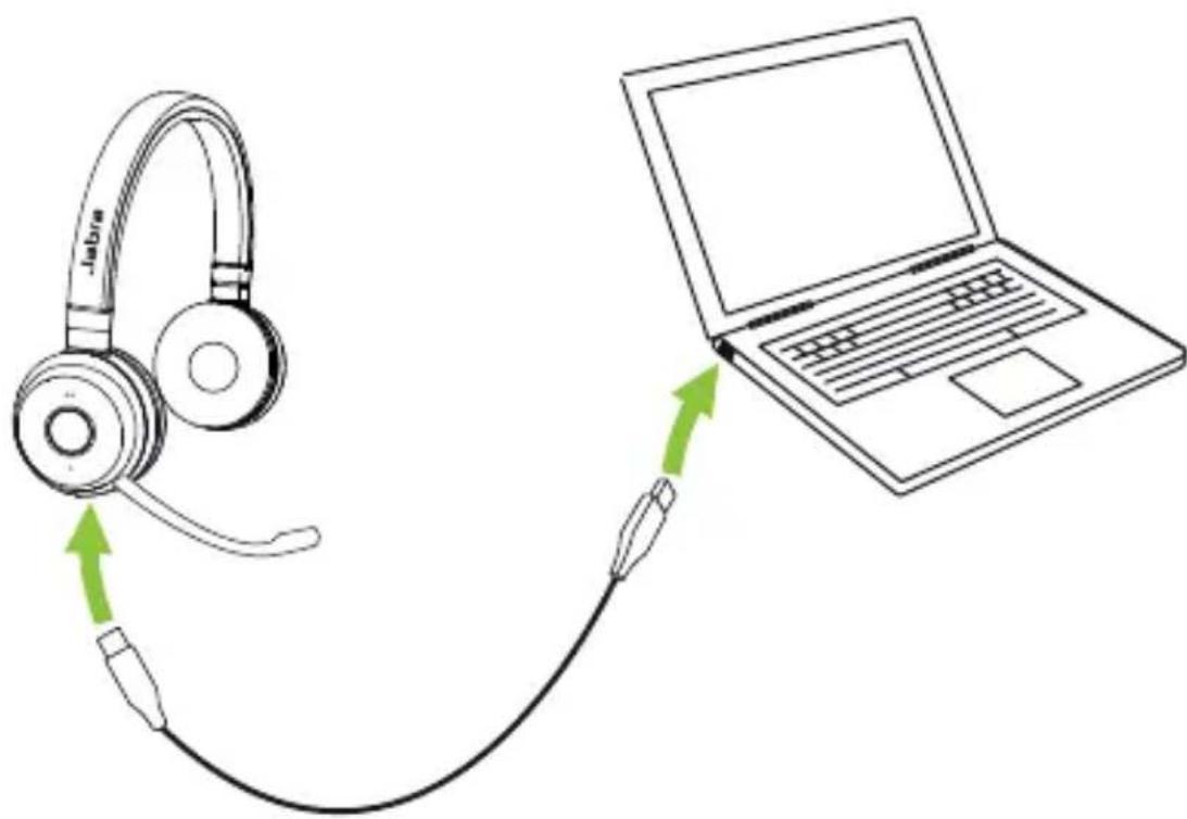 JABRA Evolve 65 TE - Se connecter à un PC (avec cable USB) - 1