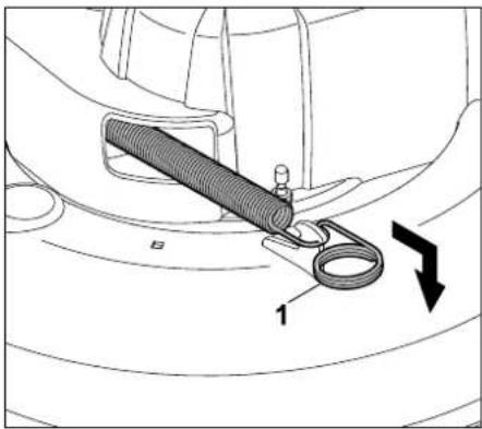 STIHL RT 6127 ZL - Accrochage du plateau de coupe à l'arrière : - 2