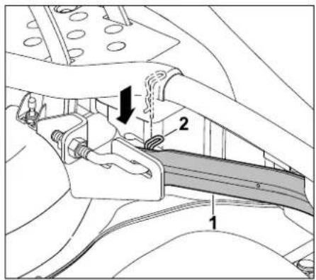 STIHL RT 6127 ZL - Accrochage du plateau de coupe à l'avant (RT 5097, RT 5097 Z) : - 1