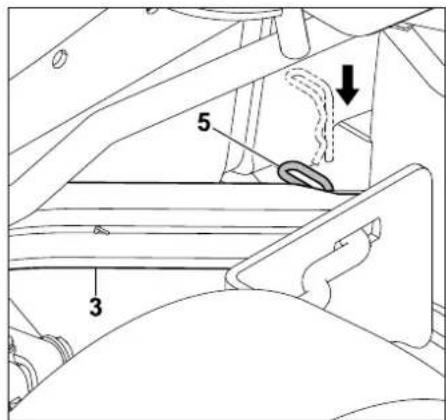 STIHL RT 4097 SX - Accrochage du plateau de coupe à l'avant : - 1
