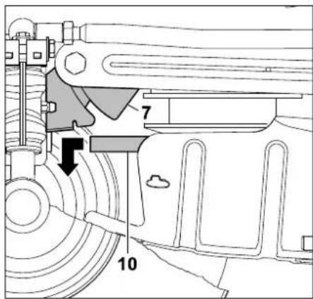 STIHL RT 4097 SX - Détacher le flasque de protection de la courroie trapézoïdale avant : - 3