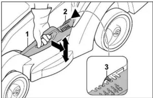 STIHL RMA 239.1 C - Réglage de la hauteur de coupe - 1