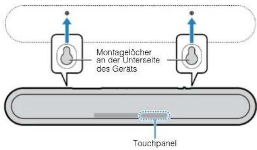 YAMAHA ATS-1080 - Bringen Sie die Montageschablone (mitgeliefert) an einer Wand an, und markieren Sie die Schraubenlöcher. - 4