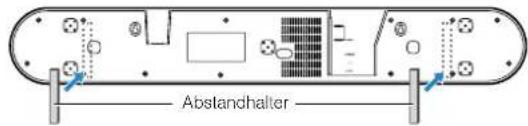 YAMAHA ATS-1080 - Bringen Sie die Montageschablone (mitgeliefert) an einer Wand an, und markieren Sie die Schraubenlöcher. - 3
