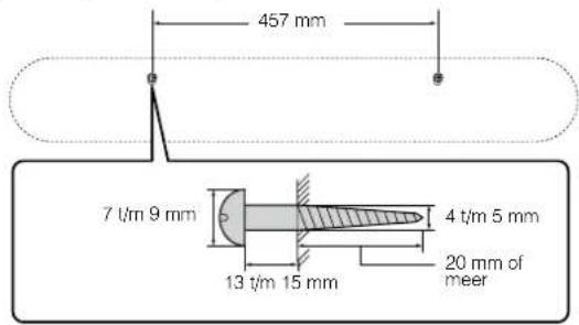 YAMAHA ATS-1080 - Bevestig het bevestigingssjabloon (meegeleverd) op de gewenste plek aan de wand en teken de schroefgaten af. - 2