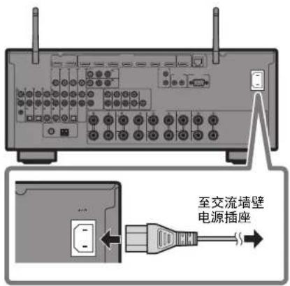 YAMAHA RX-V1085 - 1将电源线插入到交流墙壁电源插座。 - 1