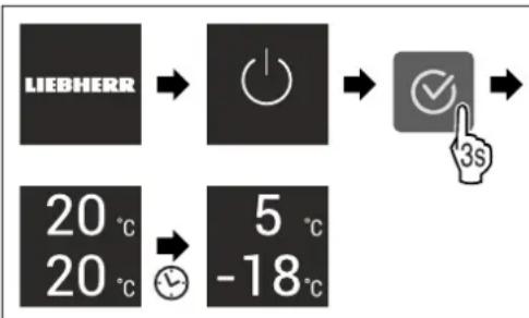 LIEBHERR ICNb 5123 Plus - Mettre l'appareil en marche via l'écran Touch : - 1