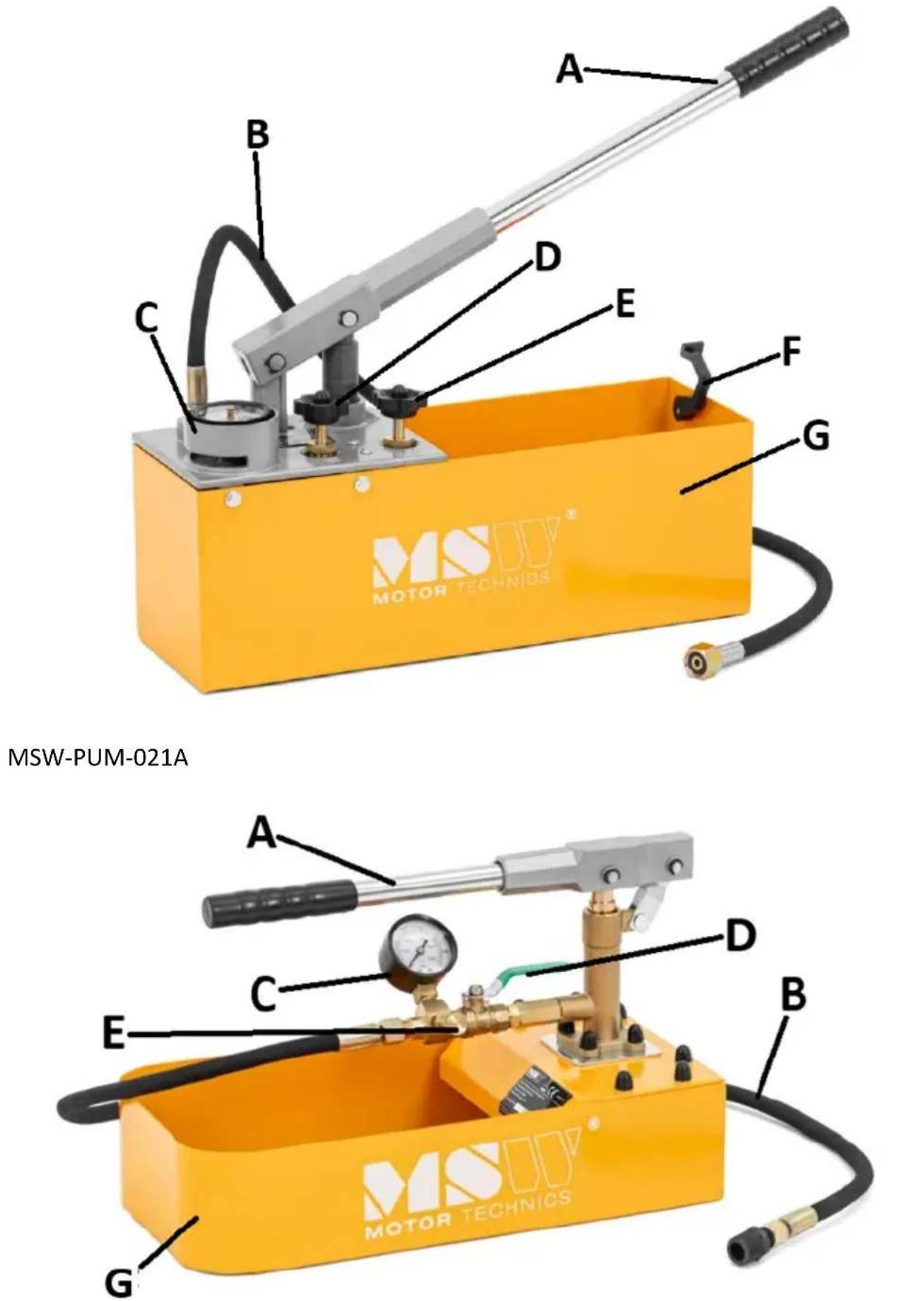 MSW PUM-021A - Beskrivning av apparaten - 1