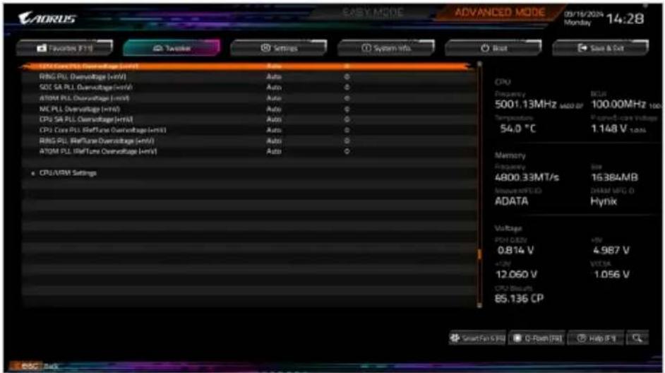 GIGABYTE Z890 UD - ■ Advanced Voltage Settings - 1