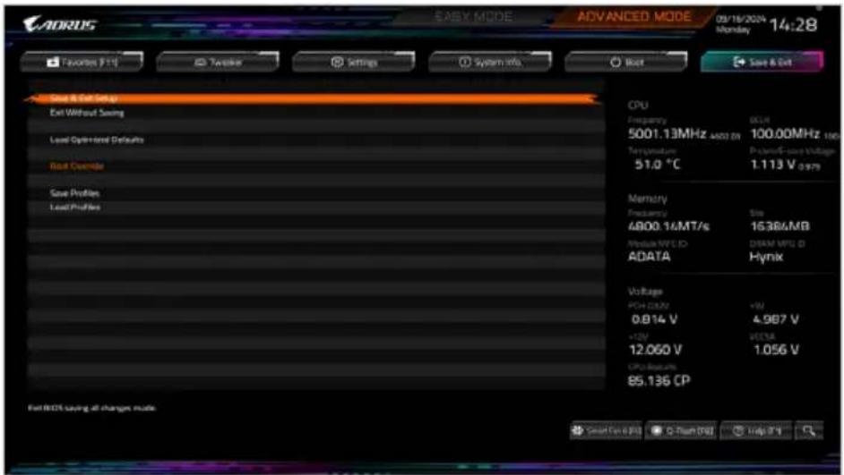 GIGABYTE Z890 AERO G - Save & Exit (儲存設定值並結束設定程式) - 1