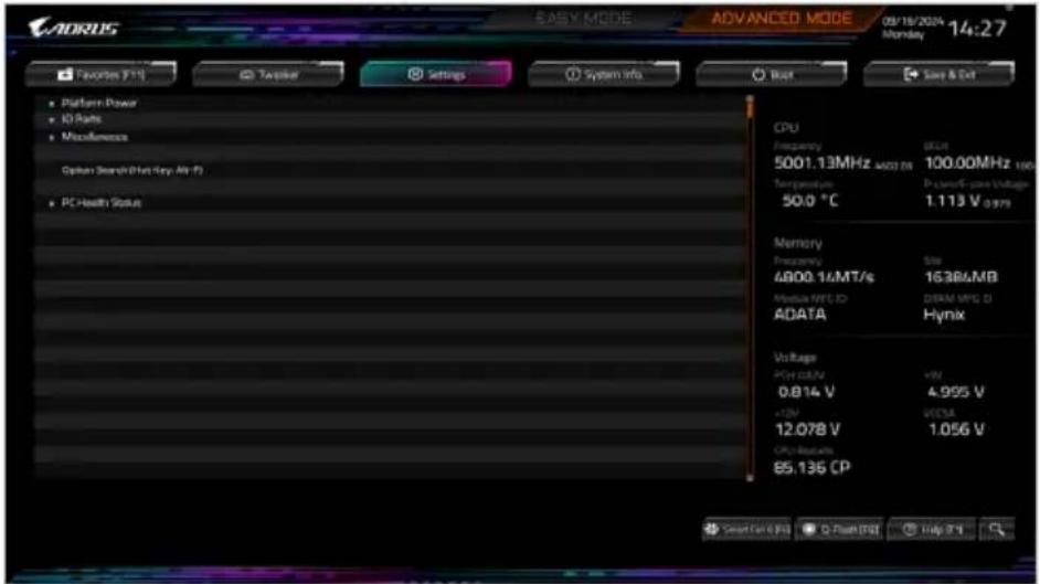 GIGABYTE Z890 AERO G - Settings (設定) - 1