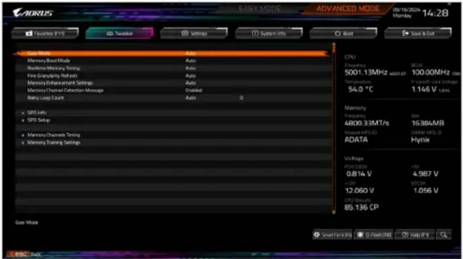 GIGABYTE Z890 EAGLE WIFI7 - Advanced Memory Settings - 1