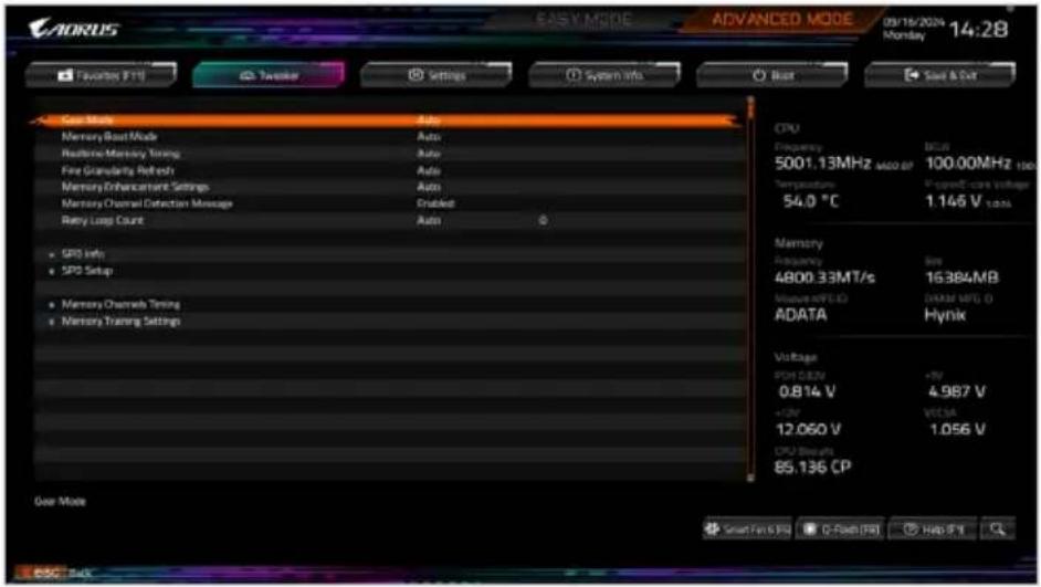 GIGABYTE Z890 GAMING X WIFI7 - ■ Advanced Memory Settings - 1