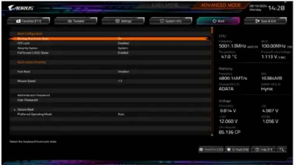GIGABYTE Z890 AERO D - Boot (开机功能设置) - 1