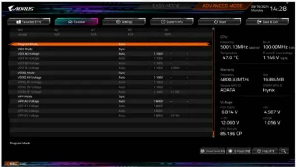 GIGABYTE Z890 AERO D - ■ DDR5 Voltage Control - 1