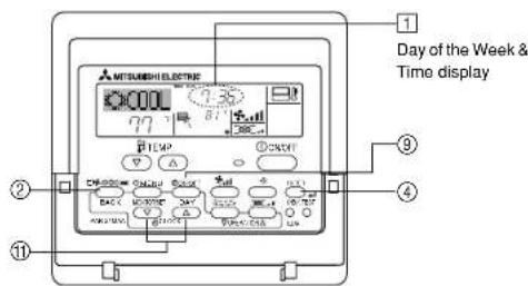 MITSUBISHI SEZ-KD12NA4 - Setting the Day of the Week and Time - 1
