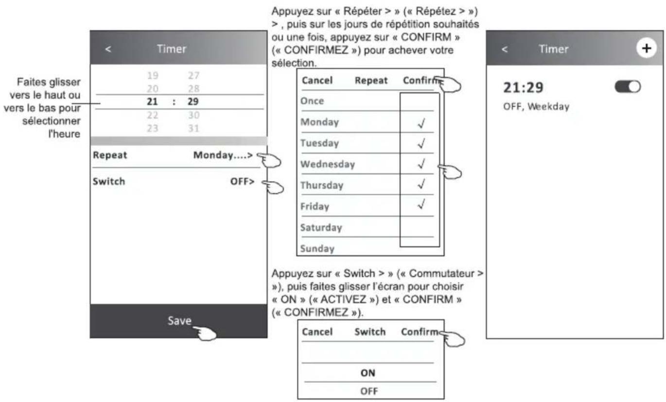 DAITSU DS-18KTP - Forme de contrôle 2 - Configuration de « Timer(on) » (« Minuterie (activée) - 3