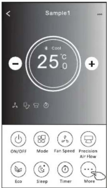 Sample1 * Cool 25°C - + ON/OFF Mode Fan Speed Precision Air Flow Eco Sleep Timer More