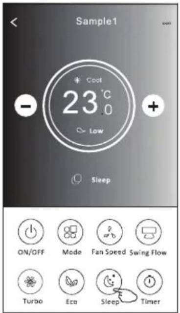 Sample1 * Cool 23 °C Low + - Sleep ON/OFF Mode Fan Speed Swing Flow Turbo Eco Sleep Timer