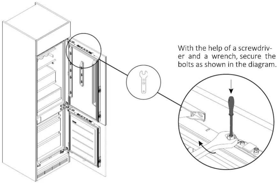 HAIER HBW7519CF - Securing the cabinet door - 1