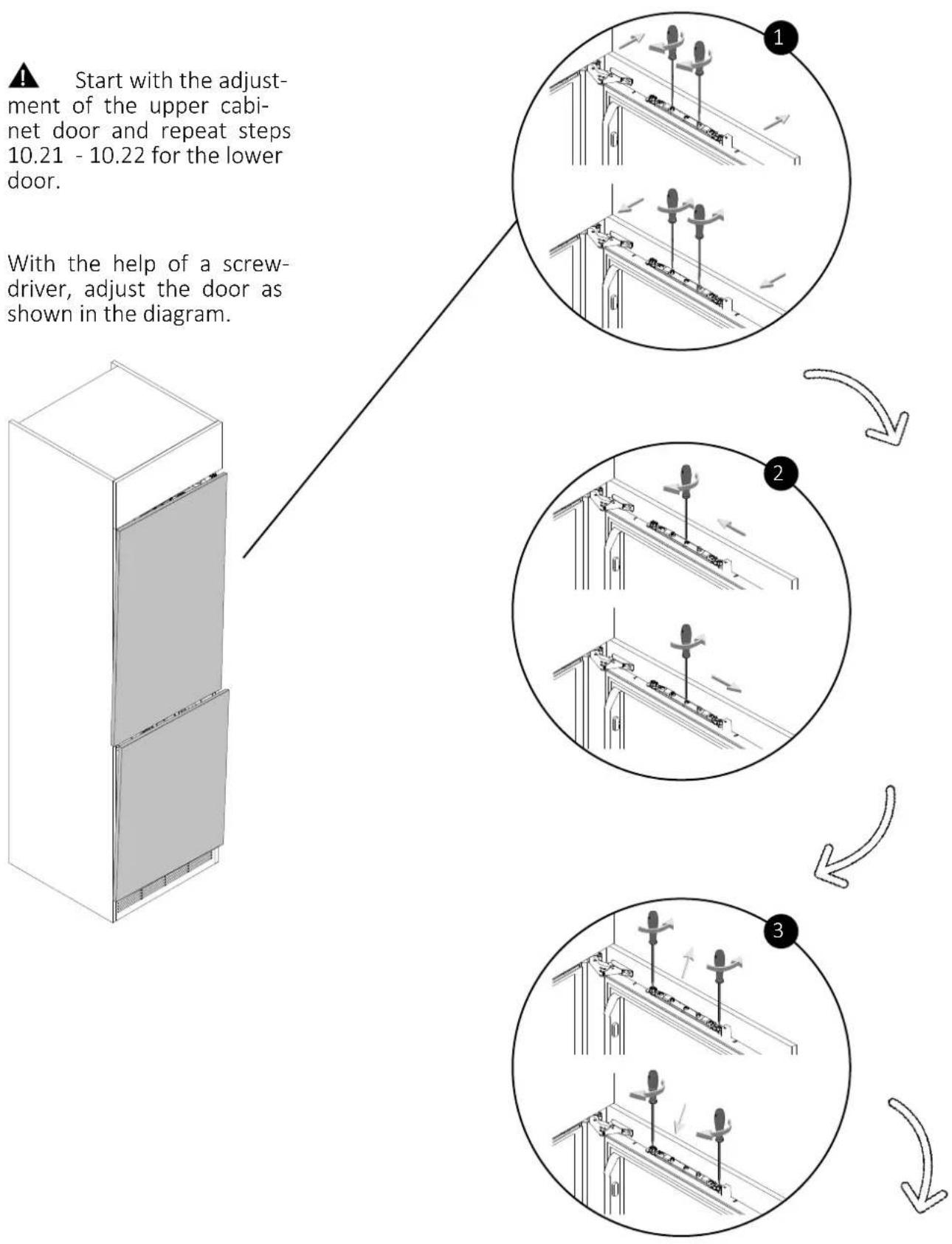 HAIER HBW7519CF - Adjusting the cabinet door - 1