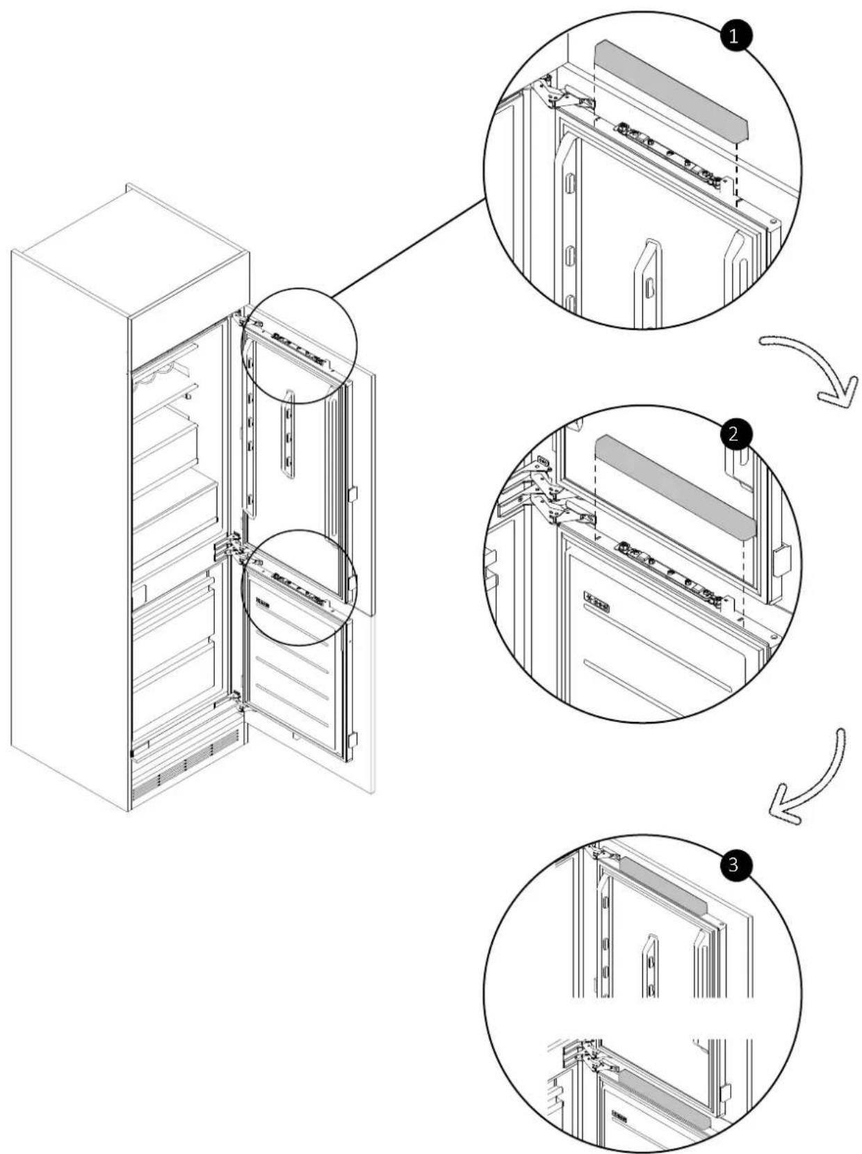 HAIER HBW7519CF - Applying the covers to the refrigerator doors - 1