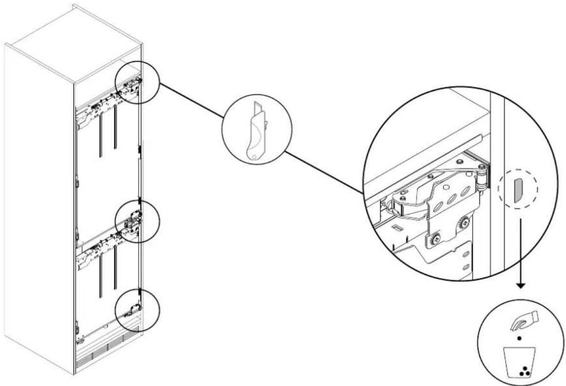 HAIER HBW7519CF - Rimozione delle alette di posizionamento dei distanziali - 1