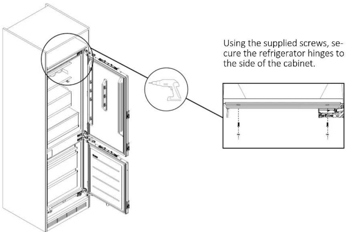 HAIER HBW7519CF - Securing the refrigerator to the upper shelf - 1