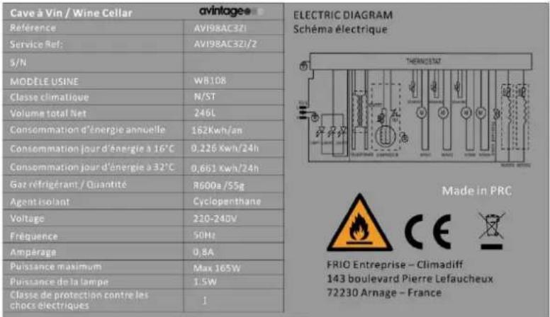 AVINTAGE AVI98AC3ZI - DATOS TÉCNICOS - 1