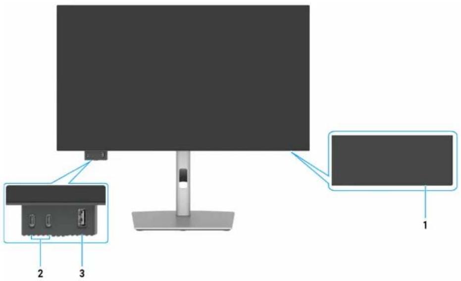 DELL UltraSharp U2725QE - Identifier les pièces et les commandes - 1