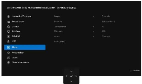 DELL UltraSharp U2725QE - Utilisation du Menu principal - 14