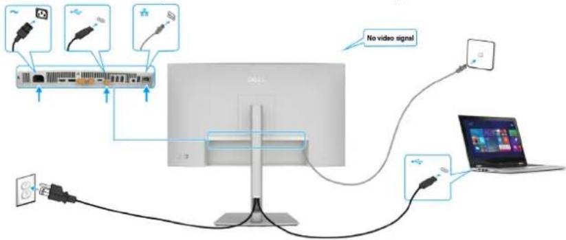 DELL UltraSharp U2725QE - Connexion du moniteur avec un câble RJ45, accès au réseau local via le port réseau du moniteur (optionnel) - 1