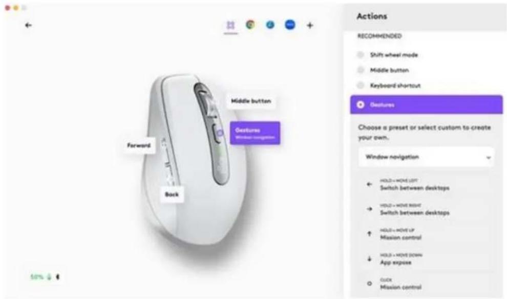 LOGITECH MX Anywhere 3S for Mac - Attribuer des gestes au bouton supérieur - 2