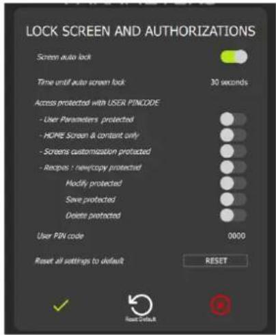 Vulcan Chef's Combi CHEF-102E - LOCK SCREEN AND AUTHORISATIONS - 1
