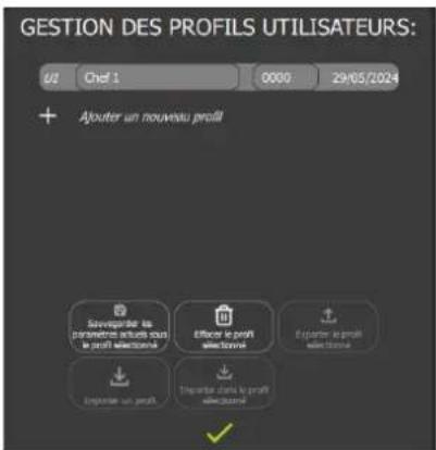 Vulcan Chef's Combi CHEF-102E - GESTION DES PROFILS - 1