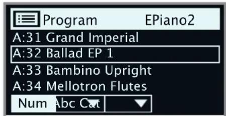 Nord Piano 5 - LISTE DES PROGRAMMES, ABC ET CAT - 1