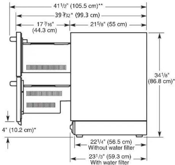 KITCHENAID KUDR204KSS - Drawer depth dimensions: - 1