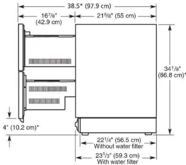 KITCHENAID KUDR204KSS - Drawer depth dimensions: - 2