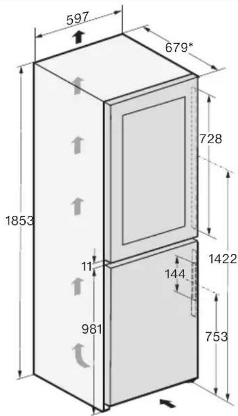 MIELE KWNS 4784 DE - Dimensions d'installation/Vue de dessus - 1