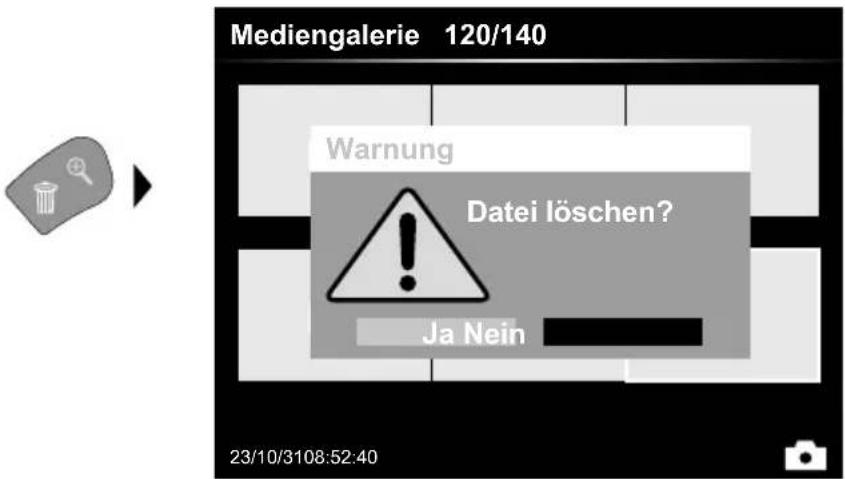Laserliner VideoInspector Mini - Wiedergabemodus: Aufnahme löschen - 1