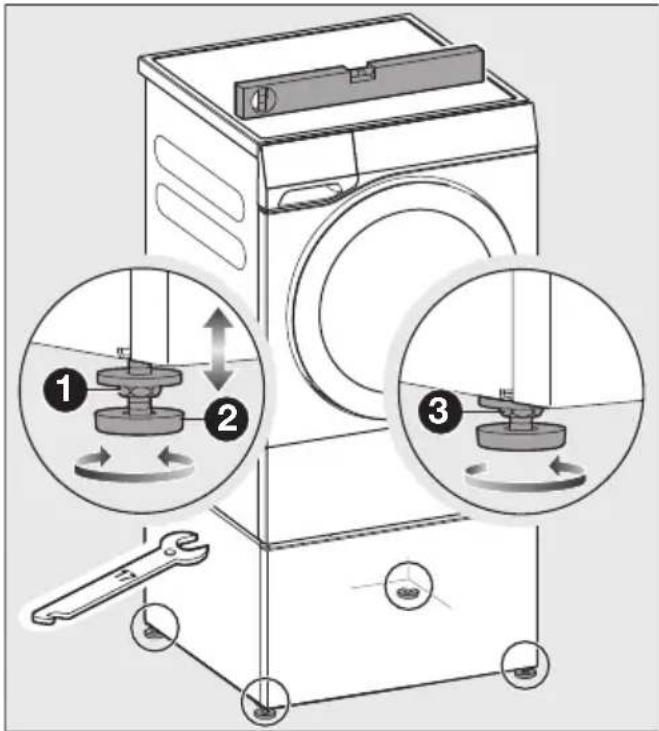 MIELE WTS 610 - Wyrównywanie i kontrowanie nóżek cokołu - 1